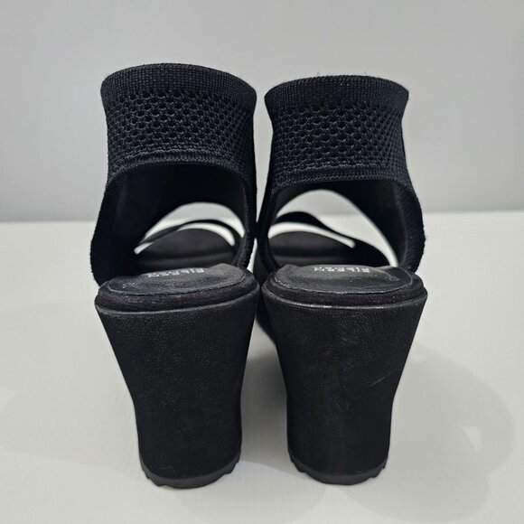 NEW Eileen Fisher Lio Wedge Womens 8.5 Black Leather Platform Sandal Chunky - Picture 9 of 14